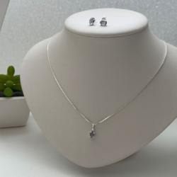 Conjunto Brincos e Colar Tanzanita em Prata 925