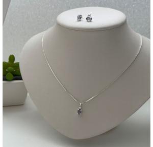 Conjunto Brincos e Colar Tanzanita em Prata 925