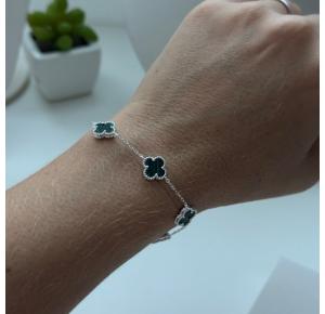 Pulseira Trevos Verde em Prata 925