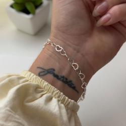 Pulseira Elos Coração Vazado de Prata 925 