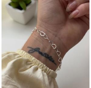 Pulseira Elos Coração Vazado de Prata 925 