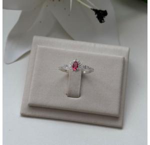Anel Classic em Prata 925 com Zircônia Rosa e Brancas