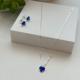 Conjunto Brincos e Colar em Prata 925 Coração Pacific Blue - 45cm