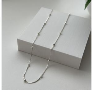 Corrente Veneziana de Prata 40cm com Bolinhas